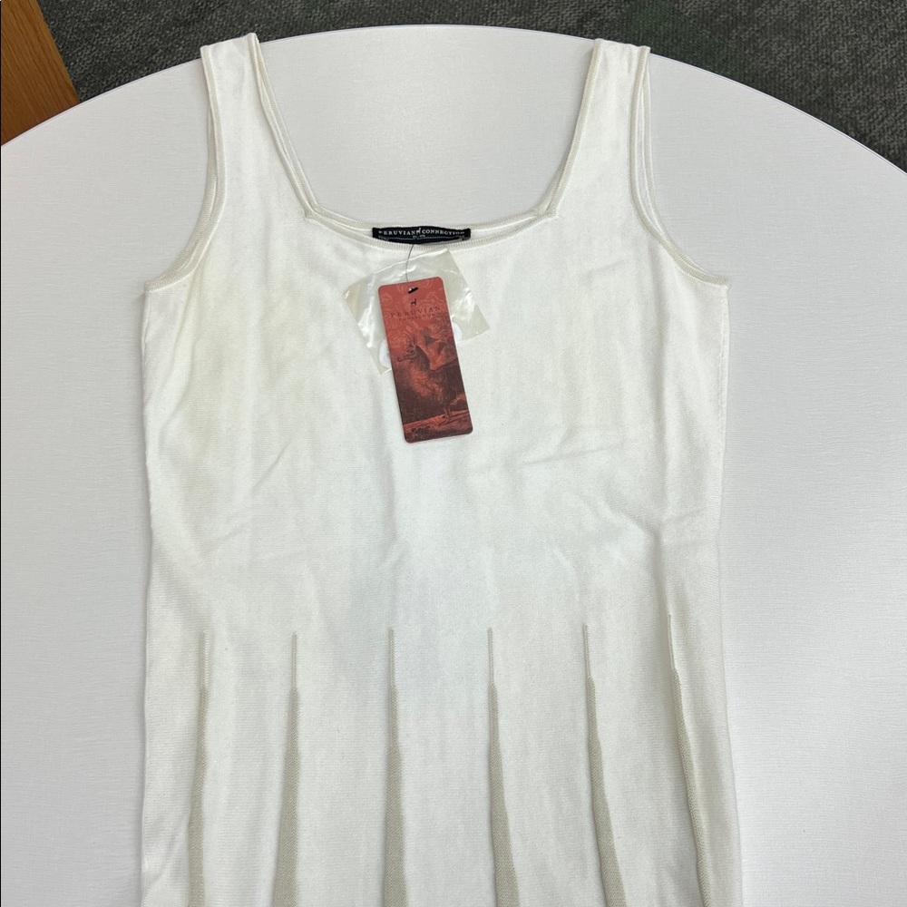NEW with tag Peruvian Connection bianca midi pima cotton tank dress cream tan XS - Picture 3 of 9
